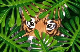 tiger gömd i djungeln vektor