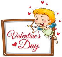Amor mit Pfeil auf Valentinskarte schießen vektor