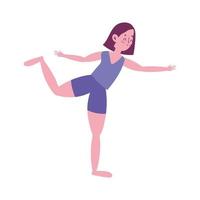 ung kvinna i yogaställning tränar isolerade ikon vit bakgrund vektor