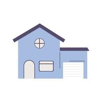 Haus mit Garagengrundstück, isoliertes Symbol auf weißem Hintergrund vektor
