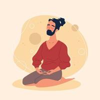 bärtiger Mann beim Meditieren vektor