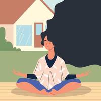kvinna gör meditation vektor