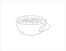 kontinuerlig linje teckning av kopp av kaffe. ett linje av kaffe. en kopp av kaffe kontinuerlig linje konst. redigerbar översikt. vektor