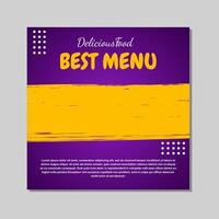 Sozial Medien Post Vorlage Design im lila und Gelb abstrakt Stil zum Essen und trinken Werbeaktionen. vektor