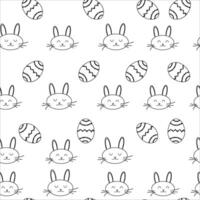 nahtlos Ostern Hase Muster. schwarz und Weiß Hasen, glücklich Ostern Eier, bunt Eier vektor
