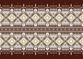 geometrisch und Blumen Design auf dunkel Hintergrund ethnisch Stoff nahtlos orientalisch Muster zum Stoff Teppich Hintergrund Verpackung usw. vektor