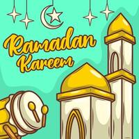 Ramadan kareem mit Karikatur islamisch Illustration Ornament vektor