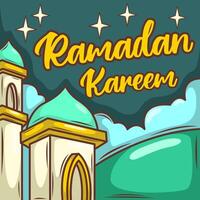 ramadan kareem med tecknad serie islamic illustration prydnad vektor