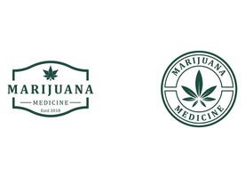 medicinsk blad marijuana, cannabis logotyp design vektor