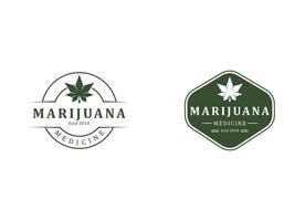 medicinsk blad marijuana, cannabis logotyp design vektor