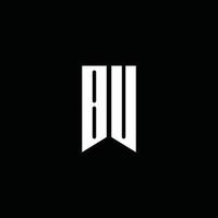 bu logo monogram med emblem stil isolerad på svart bakgrund vektor