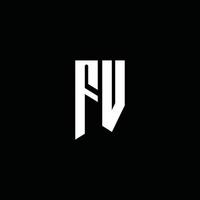 fv-Logo-Monogramm mit Emblem-Stil auf schwarzem Hintergrund isoliert vektor