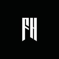 fh-Logo-Monogramm mit Emblem-Stil auf schwarzem Hintergrund isoliert vektor