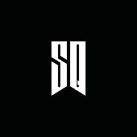 sq-Logo-Monogramm mit Emblem-Stil auf schwarzem Hintergrund isoliert vektor