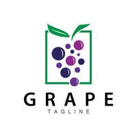 Traube Logo, Garten Vektor, frisch lila Frucht, Wein Marke Design, einfach Illustration Vorlage vektor