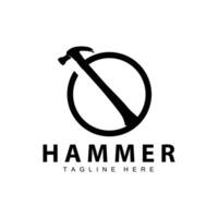 Hammer Logo Design Reparatur Bedienung Vorlage Jahrgang Symbol Illustration Silhouette Reparatur Werkzeug vektor