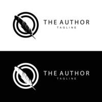 fjäder silhuett logotyp, författare design lyx enkel elegant vektor illustration mall