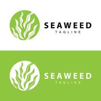 Seetang Logo Design, unter Wasser Pflanze Design Illustrationen, Kosmetika und Essen Zutat vektor