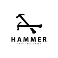 hammare logotyp design reparera service mall årgång symbol illustration silhuett reparera verktyg vektor