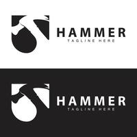 Hammer Logo Design Reparatur Bedienung Vorlage Jahrgang Symbol Illustration Silhouette Reparatur Werkzeug vektor