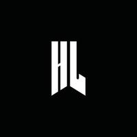 hl-Logo-Monogramm mit Emblem-Stil auf schwarzem Hintergrund isoliert vektor