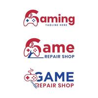 Spielen Spieler Spiel Reparatur Geschäft Logo Design Wortmarke Sammlung Vektor Vorlage