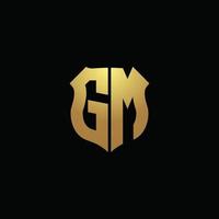 gm-Logo-Monogramm mit Goldfarben und Design-Vorlage in Schildform vektor