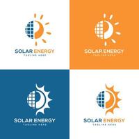 sol- energi logotyp design kreativ modern minimal vektor mall sol- panel företag