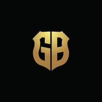 gb-Logo-Monogramm mit Goldfarben und Designvorlage für Schildform vektor