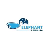 elefant logotyp design vektor mall elefant dricka vatten från sjö