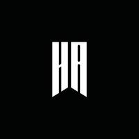 ha-Logo-Monogramm mit Emblem-Stil auf schwarzem Hintergrund isoliert vektor
