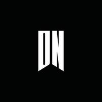 DN-Logo-Monogramm mit Emblem-Stil auf schwarzem Hintergrund isoliert vektor