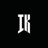 ik-Logo-Monogramm mit Emblem-Stil auf schwarzem Hintergrund isoliert vektor