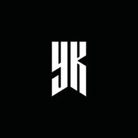 yk-Logo-Monogramm mit Emblem-Stil auf schwarzem Hintergrund isoliert vektor