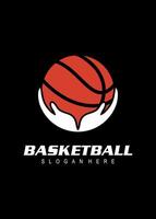 hand med design basketboll vektor logotyp