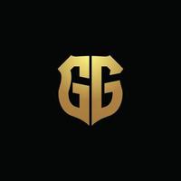 gg-Logo-Monogramm mit Goldfarben und Design-Vorlage in Schildform vektor