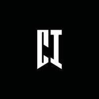 ci -logotypmonogram med emblemstil isolerad på svart bakgrund vektor