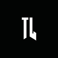 tl-Logo-Monogramm mit Emblem-Stil auf schwarzem Hintergrund isoliert vektor
