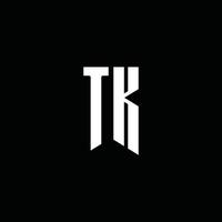 tk-Logo-Monogramm mit Emblem-Stil auf schwarzem Hintergrund isoliert vektor