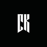 ck-Logo-Monogramm mit Emblem-Stil auf schwarzem Hintergrund isoliert vektor