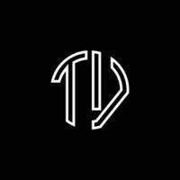 TV-Monogramm-Logo-Kreis-Band-Stil-Umriss-Design-Vorlage vektor