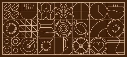 kaffe abstrakt modern linje geometrisk mönster bricka vektor