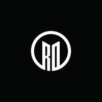 rd Monogramm Logo isoliert mit einem rotierenden Kreis vektor