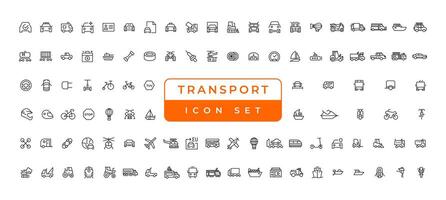 Transport-, Fahrzeug- und Lieferelemente - minimaler Web-Symbolsatz für dünne Linien. Sammlung von Gliederungssymbolen. einfache Vektorillustration. vektor