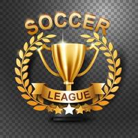 fotboll liga trofén med guld laurel krans, isolerat på bakgrund, vektor illustration
