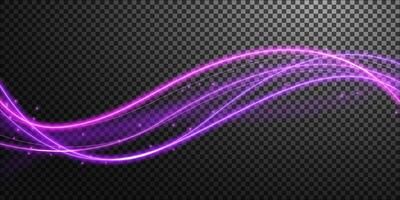 abstrakt lila wellig Linie von Licht mit fliegend Partikel auf ein Muster, Vektor Illustration