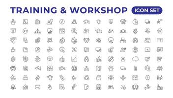 Ausbildung und Werkstatt linear Symbole Sammlung.set von dünn Linie Netz Symbol Satz, einfach Gliederung Symbole Sammlung, Pixel perfekt Symbole, einfach Vektor Illustration.