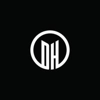 dh monogram logotyp isolerad med en roterande cirkel vektor