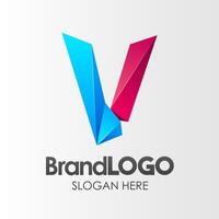 Marke Logo Brief v Vorlage, 3d gestalten niedrig poly, geeignet zum Geschäft Unternehmen visuell Identität, Vektor Illustration