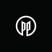 pp monogram logotyp isolerad med en roterande cirkel vektor